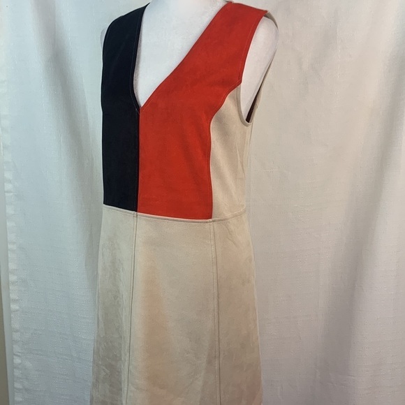 Zara Sleeveless Faux Suede Color Block Dress - Picture 9 of 16